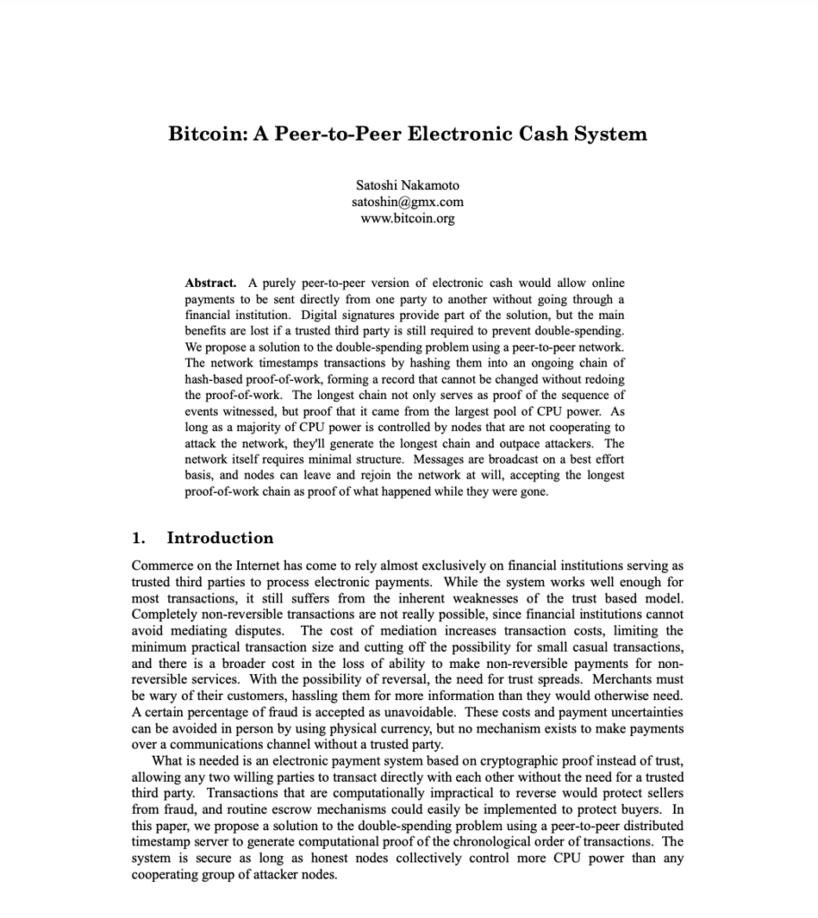 The Bitcoin Whitepaper